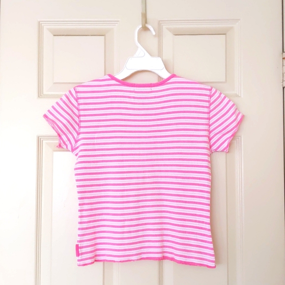 Limited Too 100% Cotton Short Sleeve Tee with Pink Stripes. - Picture 2 of 4